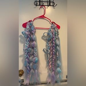 Blue, purple, and pink handmade RAVE Braids